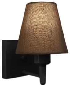 Arandela Quadrada Md-2034 Preto Cúpula em Tecido Cone Café - Bivolt