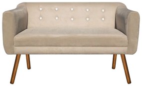 Kit 01 Namoradeira 02 Lugares e 02 Poltronas Giratória Julia Suede com Strass Base Madeira MM30 D'Rossi - Bege