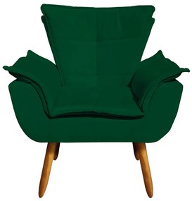 Sofá Namoradeira e Poltrona Pé Palito Castanho Opala Suede Verde D03 - D'Rossi