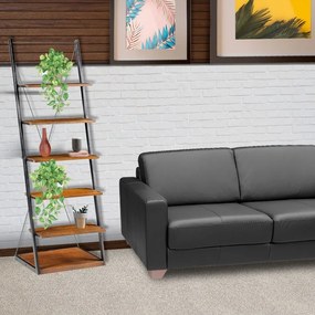 Estante Escada para Escritório Home Office Marjory Grafite Madeira Maciça Rustic Brown G54 - Gran Belo