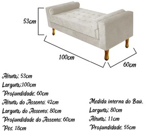 Recamier Félix Solteiro 100cm Suede Bege - ADJ Decor
