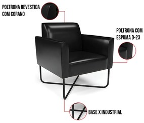 Poltrona Base X Industrial Preto Marisa Corano D03 - D'Rossi - Preto