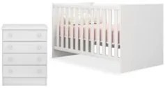 Berço Americano Mini Cama e Cômoda 64cm Doce Sonho Branco - Qmovi