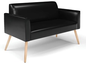 Sofá Namoradeira Pés Palito Natural Marisa Corano D03 - D'Rossi - Preto