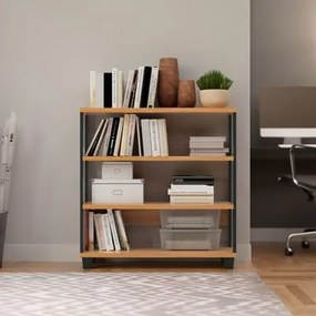 Balcão 4 Prateleiras 89,5 x 29 x 92 cm Freijó/Preto Dalla Costa F23