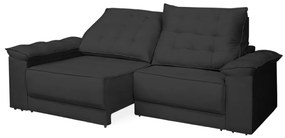 Sofá Retrátil e Reclinável Living Maittê 2,50m Veludo Preto