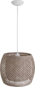 Pendente Redondo Juta Rústica Bege E Off White Ø30cm