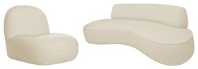 Sofá Curvo 160cm 2 Lugares e 1 Poltrona Amsterdã Linho - ADJ Decor
