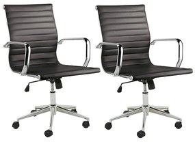 Kit 2 Cadeiras Executivas Escritório Royal Baixa PU Sintético Preta G56 - Gran Belo
