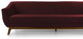 Sofá 3 Lugares Odeon D07 230cm Base Madeira Veludo Bordô - D'Rossi