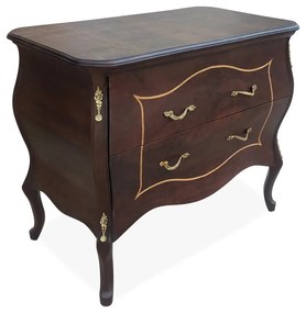 Cômoda Bombê Louis XV Estrutura em Madeira Maciça Detalhes em Marchetaria Apliques em Metal
