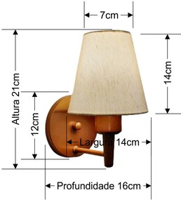 Arandela Cone Md-2004 Base Cobre Cúpula em Tecido 14/14x07cm Linho Bege - Bivolt