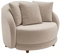 Poltrona Decorativa para Sala 122cm Pés Madeira Kaly M22 Veludo Bege -
