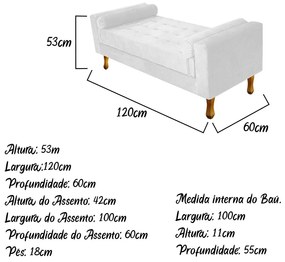 Recamier Félix Solteiro 120cm Suede Branco - ADJ Decor