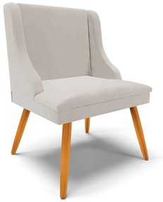 Poltrona Decorativa Pés Palito de Madeira Firenze Veludo Cinza/Natural G19 - Gran Belo