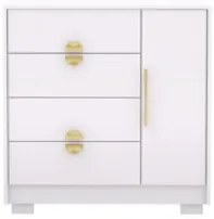 Cômoda Para Quarto 93cm Com 1 Porta Nara Flex Branco V02 - Mpozenato
