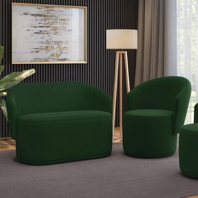 Sofá Namoradeira e Poltrona Orgânica para Sala Malu Suede M11 - D'Rossi - Verde
