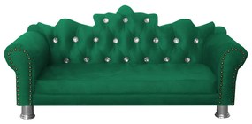 Mini Divã Sofá Realeza Cama Pet para Cães ou Gatos Elegante Suede Verde Bandeira