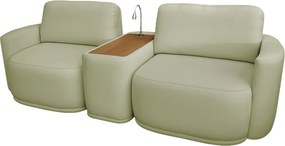Sofá Sala Modulado 211cm com Console USB Luminária Brumma Bouclê K01 - D'Rossi - Verde