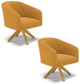 Poltrona Decorativa Giratória MA30 Kit 2 Stella Bouclê D03 - D'Rossi - Mostarda