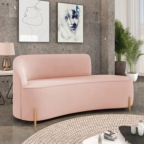 Sofá 3 Lugares Orgânico 180cm Pé Dourado Morgan Veludo D03 - D'Rossi - Rose