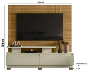 Estante de TV 75 Pol 183cm com Pé Sala Belora M20 - D'Rossi - Cumaru e Opala