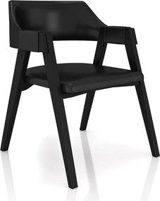 Kit 2 Cadeiras Sala de Jantar e Jogos Carteados Madeira Maciça Poker PU Preto/Preto G42 - Gran Belo