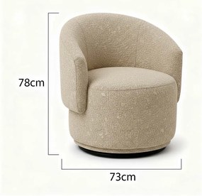 Poltrona Decorativa Giratória Sala de Estar Recepção Jasmine Bouclé