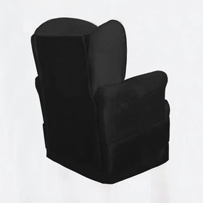 Conjunto Poltrona Ana de Amamentação com Balanço + Puff Ana Suede Preto