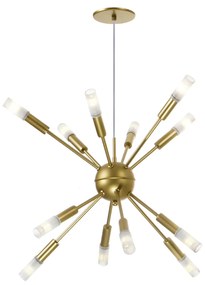 Pendente Flash 62X62X40Cm Sputnik Com Tubo Ponteira Acrílico Metal Alu... (ROSE FOSCO)