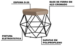 Kit 2 Puff Decorativo Base Preta Elsa Suede Cappuccino G41 - Gran Belo