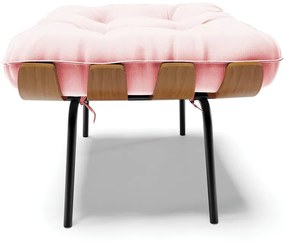 Puff Costela Suede Base Metálica Preto - D'Rossi - Rosa Bebê