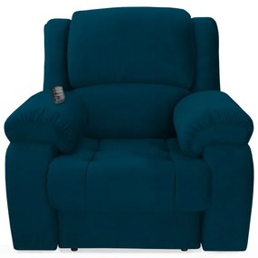 Poltrona Decorativa Magnum Reclinável Elétrica com Massagem Suede Azul Marinho