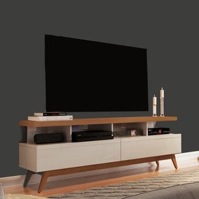 Rack Para TV Até 65 Polegadas Vivare 1.6 Wood Off White/Freijó - Giga Móveis