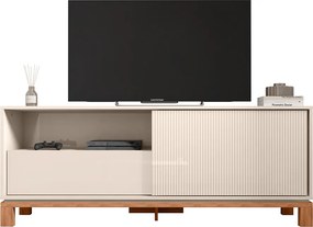 Rack Bancada Tv Para Sala de Estar 150cm Visari C01 - D'Rossi - Off White/Freijó