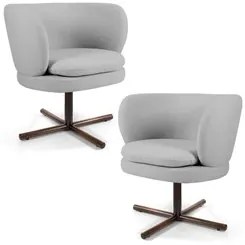 Kit 2 Poltronas Decorativas Melissa Base Xis Giratória Lona D-315 Cinz