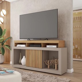 Rack TV 55 Pol 136cm Bancada com Rodízio Sala Lyara Buriti/Fendi C01 - D'Rossi