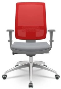 Cadeira Brizza Diretor Grafite Tela Vermelha com Assento Vinil Cinza Base Autocompensador Aluminio - 65794 Sun House