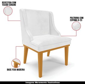 Kit 3 Cadeiras Decorativas Sala de Jantar Base Fixa de Madeira Firenze PU Branco Brilho/Castanho G19 - Gran Belo