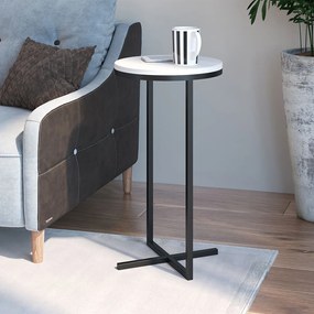 Mesa Lateral Alta Volpi Branco Base Metálica Industrial Preto 56 cm A05 - D'Rossi