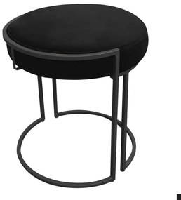 Puff Redondo Base Industrial Preto Kit 2 Love Suede - Preto
