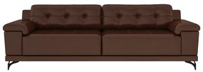 Sofá 272cm Decorativo Sala de Estar Agostino Couro Marrom G52 - Gran Belo