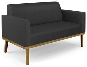 Sofá Namoradeira com Poltrona Base de Madeira Fixa Castanho Marisa Corino  D03 - D'Rossi - Preto