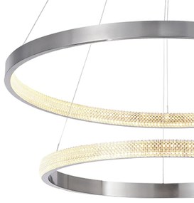 Pendente Oca Aros Duplo Ø80X4Cm / Ø60X4Cm Led 74W 3000K Bivolt | Bella... (Nickel)