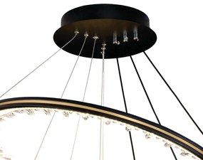 Pendente Opala Redondo 03 Aros Ø60 + Ø40 + Ø20Cm Led 50W 3000K Bivolt... (Preto)