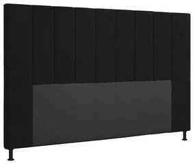 Cabeceira Casal King Cama Box 195cm para Quarto Malibu Suede M11 - D'Rossi - Preto