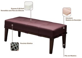 Puff Decorativo 100cm Martínez Veludo Pés Madeira Rosa/Imbúia G62 - Gran Belo