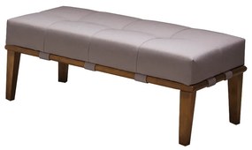Puff Decorativo 100cm Martínez Linho Pés Madeira Bege/Natural G62 - Gran Belo