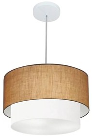 Lustre Pendente Duplo Cilíndrico Vivare Md-4159 Cúpula em Tecido 40x35cm - Bivolt
