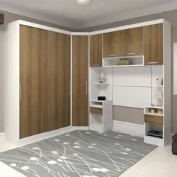 Guarda Roupa Solteiro Modulado CP08 Taiga Branco L01        - Mpozenat